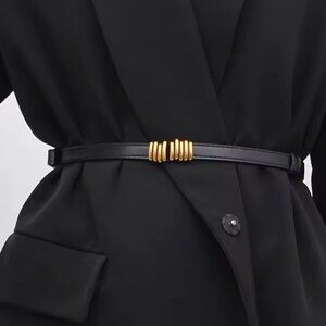 Elegant Black Belt with Gold Accents